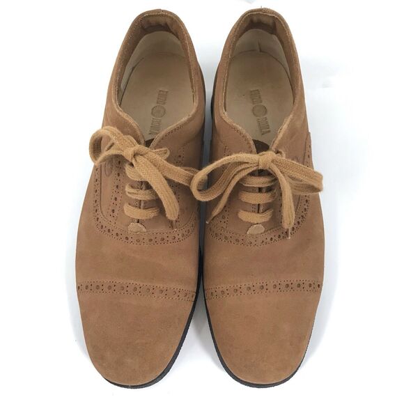 Vintage Enzo of Roma Suede‎ Leather Oxfords Lace Up Laser Cut Mens EU 43 US 9.5 main image 4